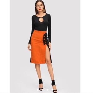 SHEIN Orange Midi Skirt